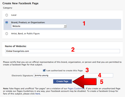 Fill In Your Page Details