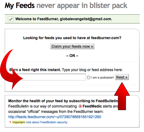 Enter Your Blog Url In The Text Area