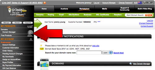 Click On Domain Manager