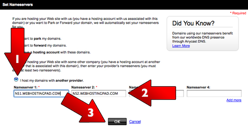 Enter Your Nameservers