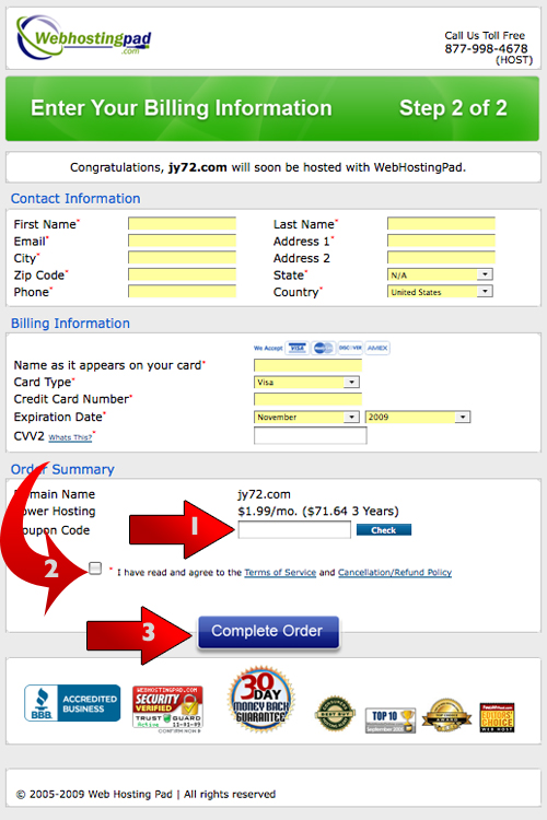 Fill in your payment details