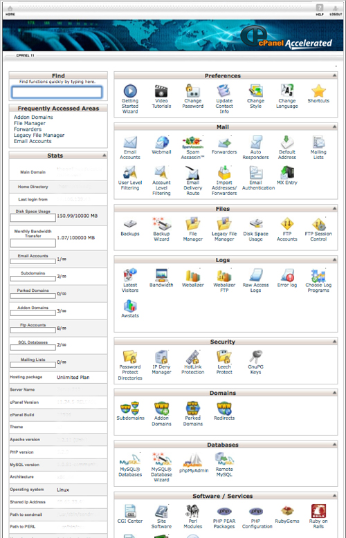 Inside Of Cpanel