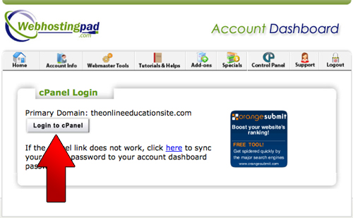 Continue To Cpanel