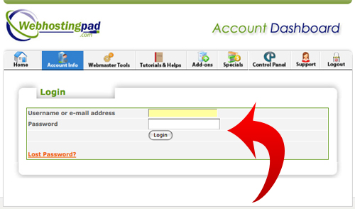 Log Into Your Webhosting Account