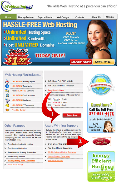 Webhostingpad Home Page