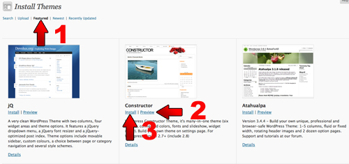 Example Of The Featured Theme Page